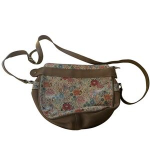 Charles Klein Vintage Floral Crossbody Bag‎ Brown Made in Italy Tapestry Print